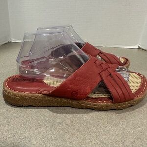 Born Women’s Red Leather Strappy Slide Sandals